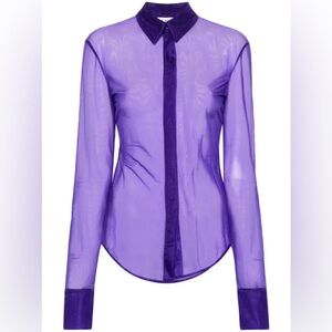 The Attico Vibrant Purple Sheer Button Down Shirt